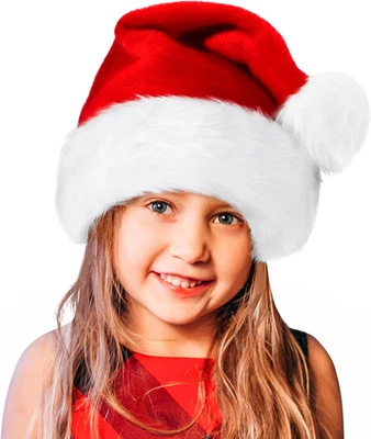 Sombrero de Papá Noel, Sombrero de Navidad para Niños, Unisex Terciopelo Cómodo Sombreros de Navidad Extra T Foto 1 de 4