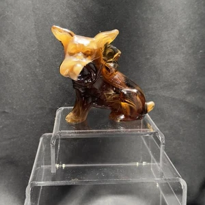 Statuina cane toro terrier scorie caramello vetro scorie marroni imperiali - Foto 1 di 16