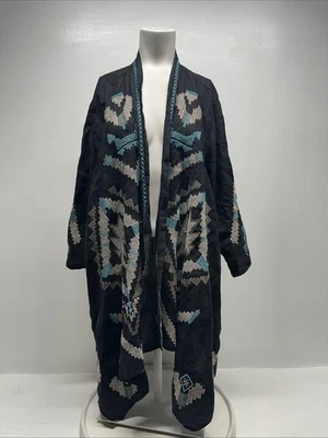 Johnny Was Cardigan Linen Embroidered Duster Open Front Boho Aztec Kimono Sz 3X - Image 1 of 4