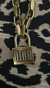 Christian Dior Metal lucky Locket Choker Necklace Aged Gold - Picture 1 of 4