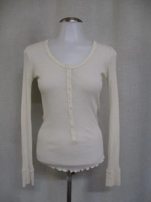 ISABEL MARANT ETOILE Beige Ribbed Stretch ribbed Henley Top shirt blouse  Sz S  - Image 1 of 4