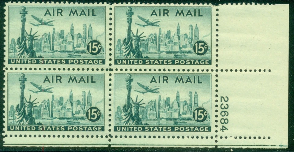 SCOTT # C35 PLATE BLOCK, NEW YOUK, MINT, OG, H, GREAT PRICE! - Image 1 of 1