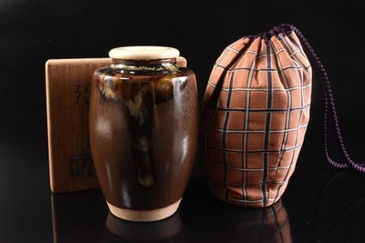 U8470: XF recipiente japonês Zeze-ware TEA CADDY Chaire, automático com caixa assinada - Imagem 1 de 4