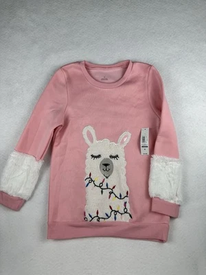 New Faded Glory Girls 8 Sweatshirt Llama Christmas Lights Fleece Fuzzy Soft NWT - Image 1 of 4