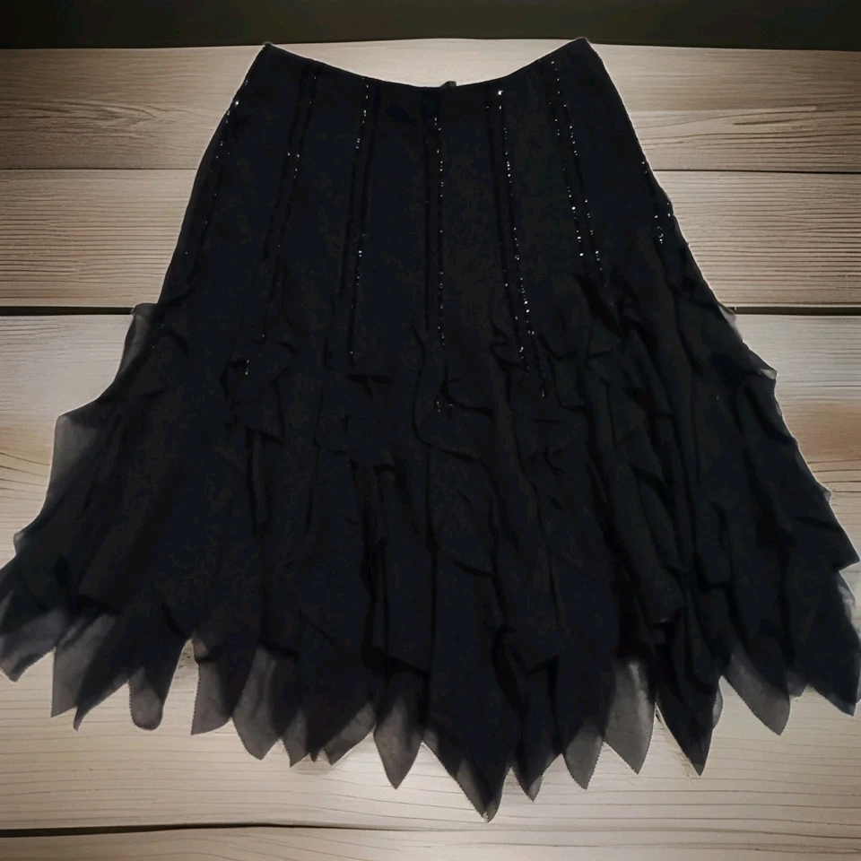 Falda midi de seda Carmen Marc talla 6 caprichosa hada oscura bruja grunge romántica Foto 1 de 4