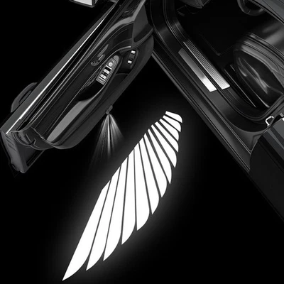 1Pair Car Angel Wings LED Projector Lights Wireless Door Welcome Atmosphere Lamp - Image 1 of 4