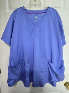 Purple Label by Healing Hands Scrub Top size 5XL-Blue V-Neck-Chest 32"/L 29" - Picture 1 of 5