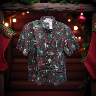 Reyn Spooner 2022 Mele Kalikimaka гавайский Рождество классический кнопка большой ~ новый с Ярлыками - Изображение 1 из 4