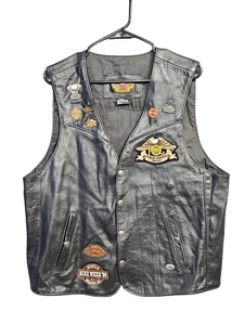 Vintage Harley-Davidson Weste Herren Large Leder HOG Pins Patches Motorrad 90er - Bild 1 von 11