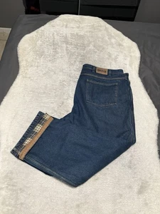 Duluth Trading Co Jeans Flannel Lined Pants Blue Denim Mens Size 48x30 Straight - Picture 1 of 9