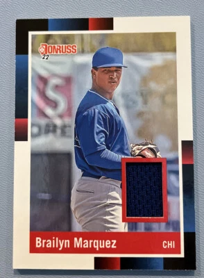 2022 PANINI DONRUSS INSERT 88 RETRO RELIC CARD BRAILYN MARQUEZ CUBS R88M-BM - Image 1 of 2