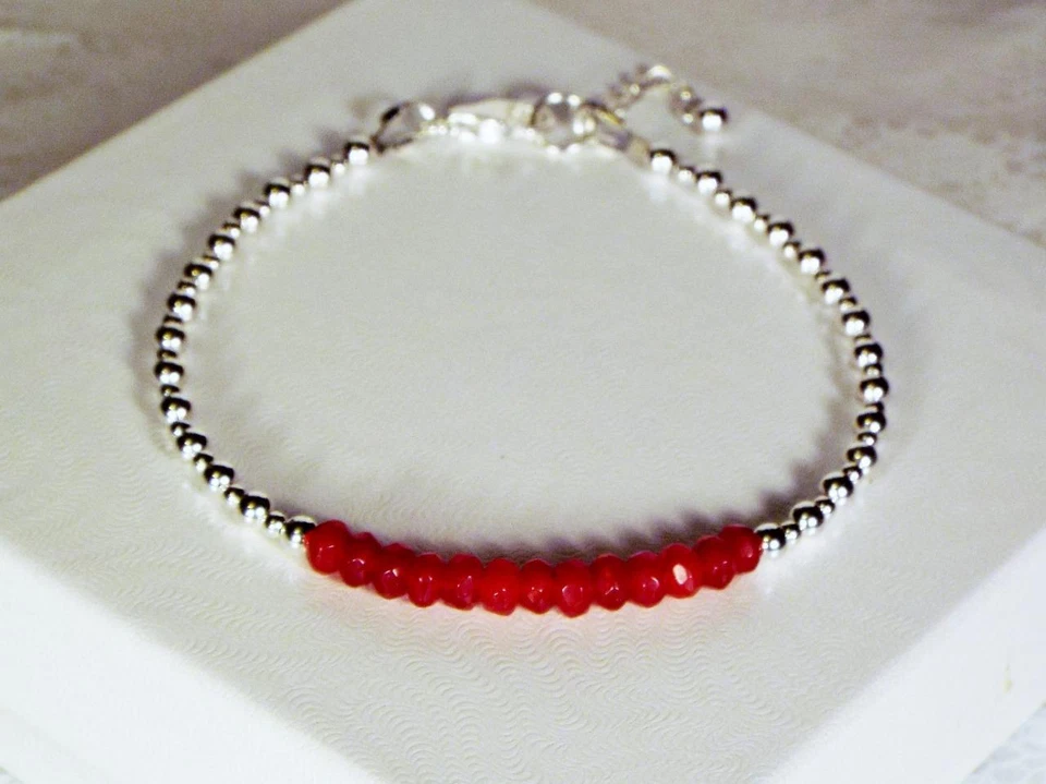 CYNTHIA LYNN "SHIMMER" STERLING SILVER JULY BIRTHSTONE TRUE RED RUBY BRACELET - Image 1 of 1