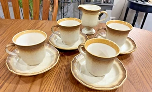 NEW* SET of 4 Vintage Mikasa WHOLE WHEAT E8000 Cups & Saucers & CREAMER - Picture 1 of 11
