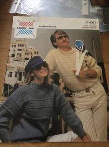 Vintage lister Lee knitting pattern Aran Cable Sweater Jumpers Men Women 1630 - Picture 1 of 3