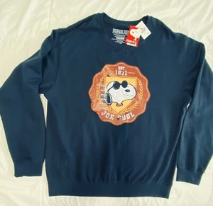 NEW SNOOPY "JOE COOL EST 1971" Lg Peanuts Retro Licensed Navy Sweatshirt - Picture 1 of 6