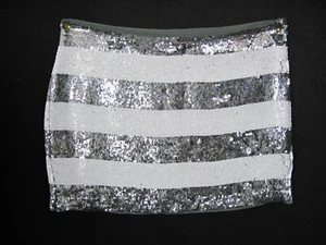 Mini Falda Alta Hippie Lentejuelas Gris Plata Nueva $895 Talla S, Cintura 32" - Imagen 1 de 8