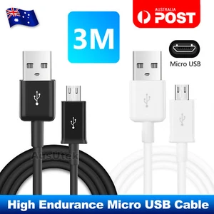 2x 3M Micro USB Data Charger Cable For Samsung Galaxy S6 S7 EDGE S5 S4 HUAWEI - Picture 1 of 5