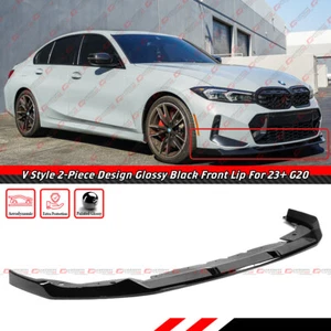 For 2023-25 BMW M340i 330i M Sport G20 LCI V Style Gloss Black Front Bumper Lip - Picture 1 of 6