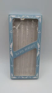 6 Ornamenti Natalizi Vintage Vetro Soffiato a Mano Trasparente Ghiaccio Torto 7,25" - Foto 1 di 4