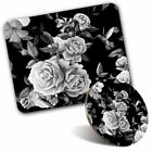 Mouse Mat & Coaster Set - BW - Rose Flowers Roses  #42140