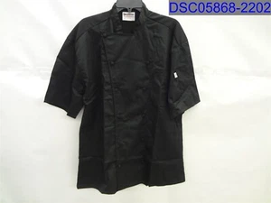 Uncommon Threads Adult Medium Black Lightweight Short Sleeve Chef Coat Mesh Back - Picture 1 of 7
