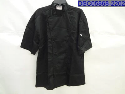 Uncommon Threads Adult Medium Black Lightweight Short Sleeve Chef Coat Mesh Back - Image 1 of 4