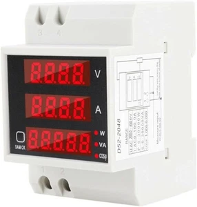 ATEC - Voltmetro Multifunzione LED AC200-450V / 0-100A per DIN-RAIL (D52-2048) - Imagen 1 de 9
