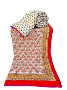 Indische Handarbeit Baumwolle Winter Steppdecke Razai Quilt Überwurf Weiche T... - Bild 1 von 1