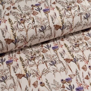 Butterfly Floral Cotton Jersey, Stretch Knit Fabric, Dressmaking - Picture 1 of 3