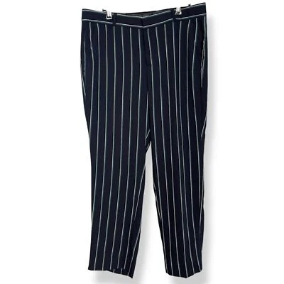 Pantalones Banana Republic Avery a Rayas Azul Marino Tiro Medio Hasta el Tobillo Talla 8 Nuevos con Etiquetas Foto 1 de 4