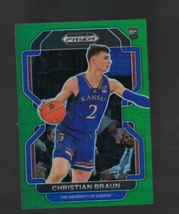 Panini Prizm 2022 selecciones del draft novato radiocontrol verde Prizm #73 Christian Braun Jayhawks - Imagen 1 de 2