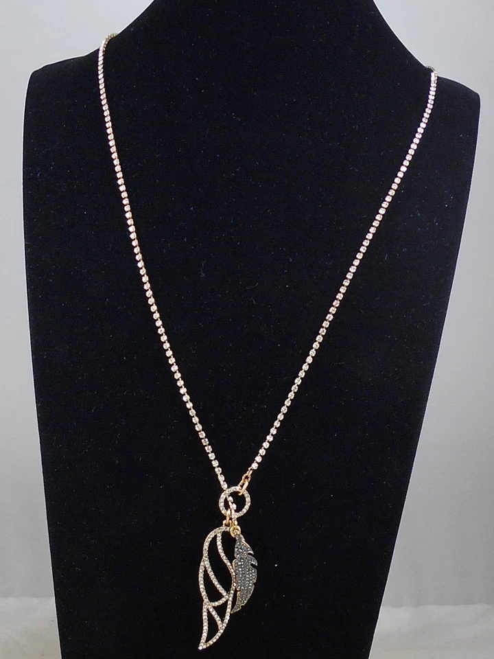 Betsey Johnson Goldtone Angels and Wings Pave' Feather Wing Lariat Necklace