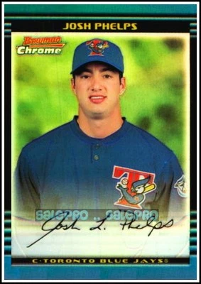 BOWMAN CHROME 2002 JOSH PHELP MLB BLUE JAYS #341 RARE MINT REFRACTOR CARD /500 - Image 1 of 2