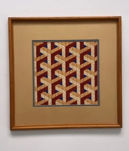 Arte de pared moderno a punta de aguja de mediados de siglo enmarcado vintage de la década de 1960 estilo M C Escher - Imagen 1 de 16