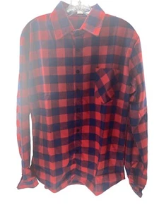 NWT Red and blue plaid button down shirt with a pocket on the chest. - Picture 1 of 3