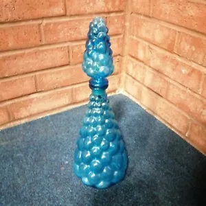 Decanter a bolle Vintage Empoli Vetro Blu Italiano Genie Made in Italy - Foto 1 di 8