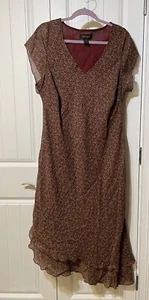 Lane Bryant Maxi Dress 14/16 Asymmetrical Tiered Hem Paisley 90s Style Chiffon - Picture 1 of 3