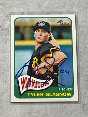2014 Topps Heritage Minor League Tyler Glasnow RC On Card Auto #215 Pirates - Image 1 of 2