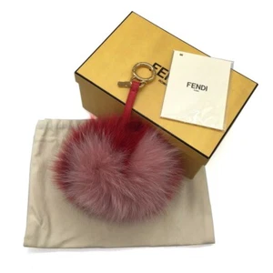 Fendi Pom Bag Charm with Box Fox Red Pink Gold 9.8 x 9.8in Accessories Used - Picture 1 of 6