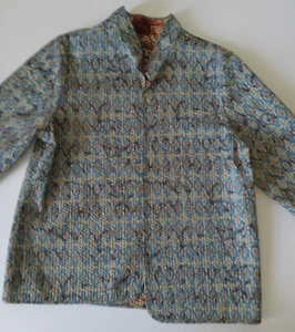 Women's Casual Reversible Quilted Light Weight Jacket Blue Orange Floral Small - Picture 1 of 10