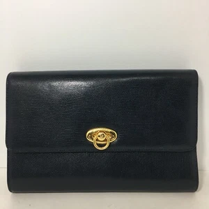 Medallion Leather Faux Snakeskin Clutch Purse Envelope Blue - Picture 1 of 9