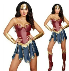 Costume Anime Wonder Woman vestito supereroe vestito festa cosplay Halloween - Foto 1 di 5