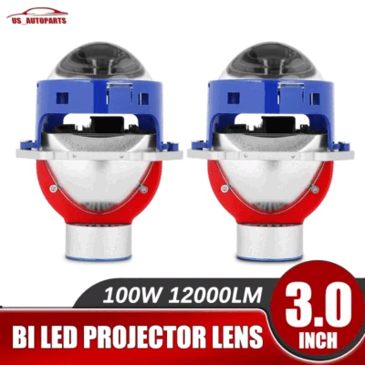 2X 3.0'' Bi LED Projector Lens 100W Headlight High Low Beam Retrofit 6500K White - Image 1 of 4