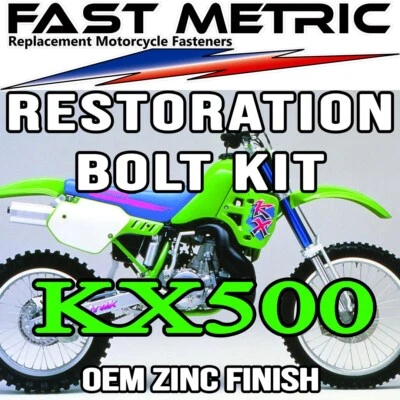 Kit de pernos de restauración Kawasaki KX 500 1988-2004 en acabado galvanizado | AHORRA $$$ Foto 1 de 4