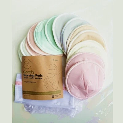 Almohadillas de lactancia orgánicas - 14 almohadillas de lactancia lavables derivadas de bambú Foto 1 de 4