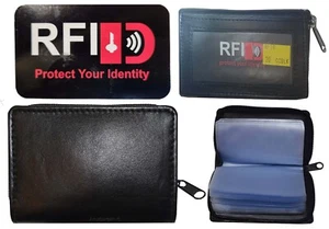 RFID Cremallera Alrededor Cuero Tarjeta de Visita ID Tarjeta de Crédito Estuche con Imagen 30 Ranuras para Tarjetas - Imagen 1 de 12