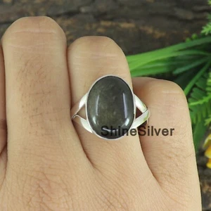 Black Obsidian Ring 925 Silver Boho Statement Handmade Gift Ring - Picture 1 of 3
