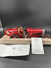 Large Paya Reproduction Metal Tin 1930 Red Bugatti Race Car with Paperwork 0642