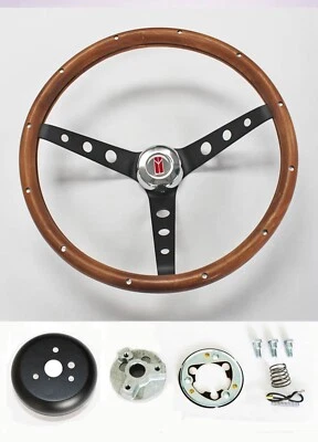 1969-1993 Oldsmobile Cutlass 442 Real Wood Grip Steering Wheel 15" Black Spokes - Image 1 of 4