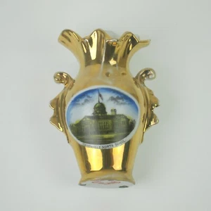 Antique Porcelain Souvenir Vase Greenville Ohio North School 5" Gold Germany - Picture 1 of 9